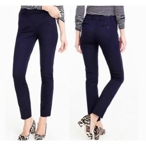 J. Crew Maddie Mid Rise Slim Straight Leg Pant Two Way Stretch Navy Women 8